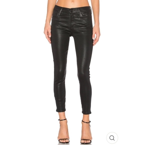 AGOLDE Sophie High Rise Skinny Black Leatherette Jeans in Size 24 - Picture 1 of 14